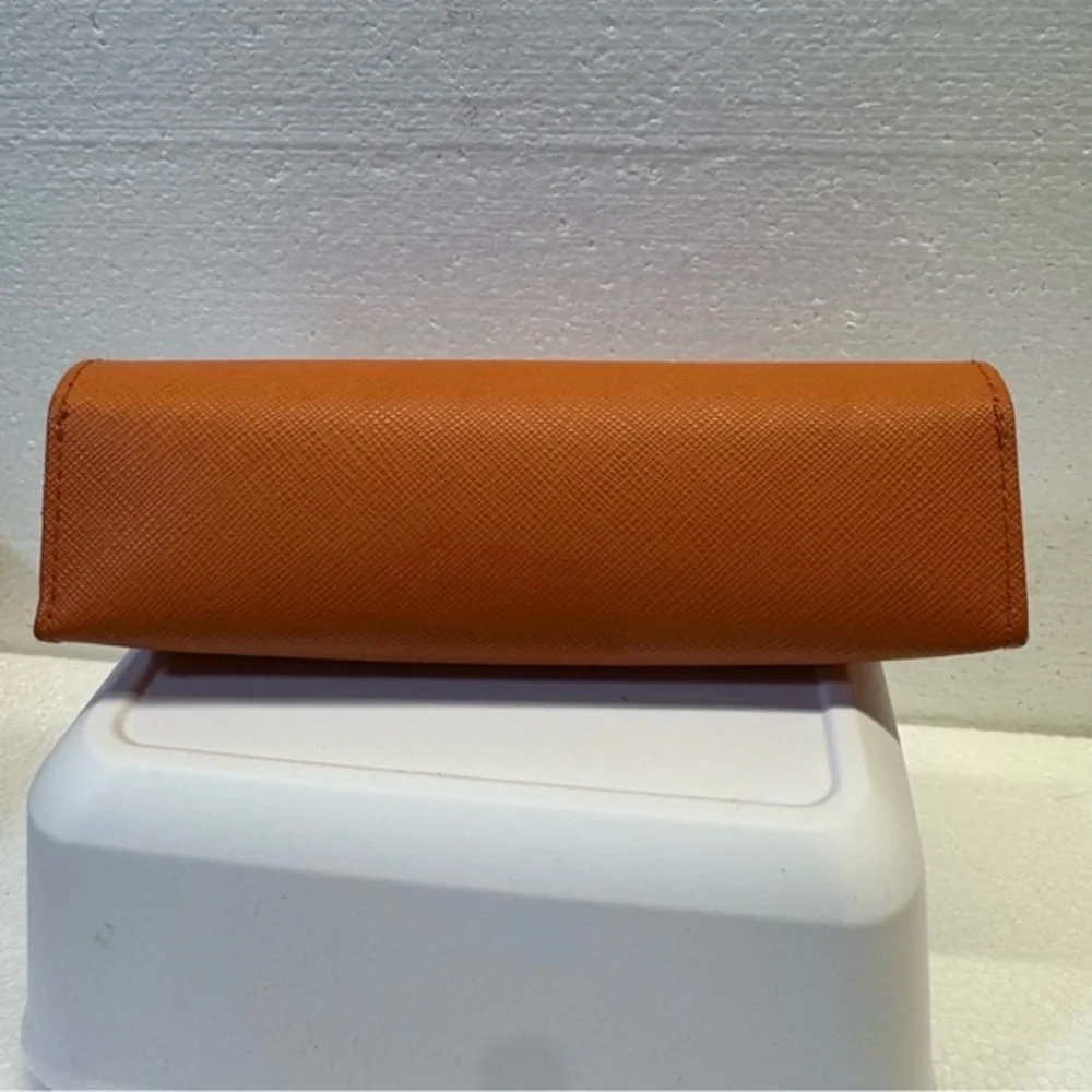 Authentic Tory Burch Orange Eyeglass Sunglasses Case Gold Logo Preppy Chic